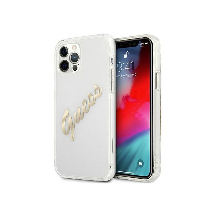Étui Guess Pour Iphone 12 12 Pro 6.1 Coque Rigide Finition Or Transparente - vue 4