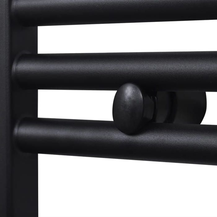 Sèche-serviettes eau chaude - WIENS - Rails incurvés - Noir - 500x1160 mm - 443 W - 18 barres transversales - Acier Sèche-serviettes eau chaude - WIENS - Rails incurvés - Noir - 500x1160 mm - 443 W - 18 barres transversales - Acier