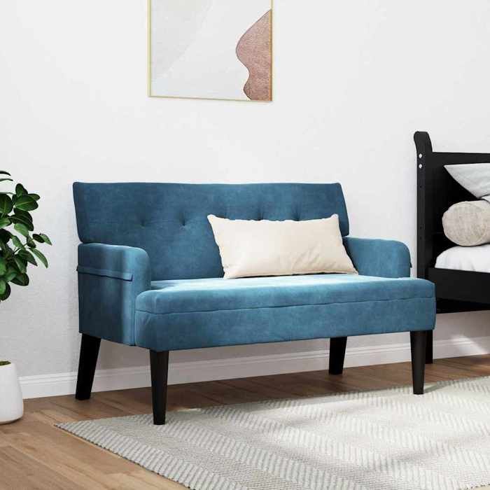 (SOLDES DEC)Banc/Banquette - Chaise de salon Chesterfield Bleu 112x65 5x75 cm Velours 01_8464761