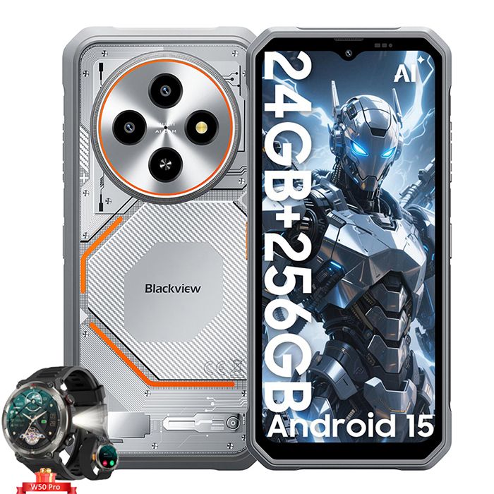 Blackview Fort 2 smartphone robuste 656 24Go (8+16 ext) /256Go ROM 5000mAh Android 15 NFC + montre W50Pro