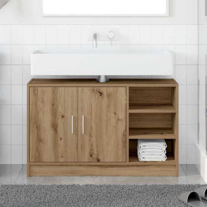 Automne/hiver Marron Cabinet de Lavabo Chêne artisanal 90x29x55cm - Hauteur：55cm DEC9343735