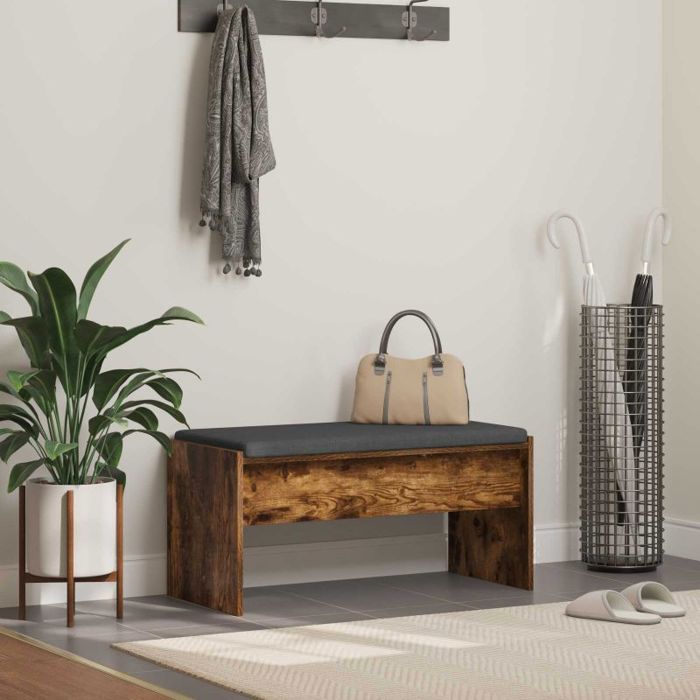 vidaXL Banc dentrée avec coussin Chêne fumé 83 x 38 x 40 cm