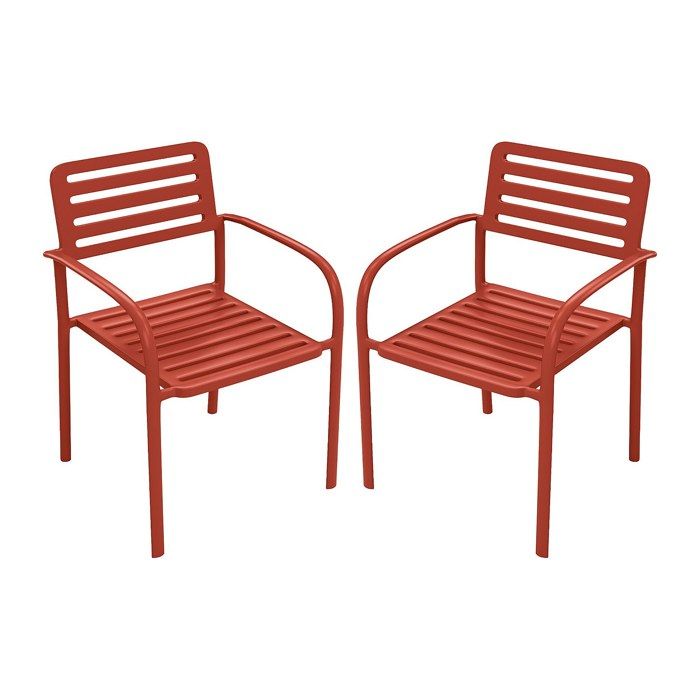 Lot de 2 fauteuils de jardin empilables en métal - Rouge brique - NILY de MYLIA