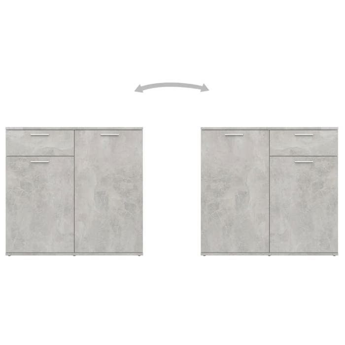 Remise 2026®Enfilade de rangement Gris - Buffet bas - gris béton - 80x36x75cm - Bois dingénierie 414 2819096