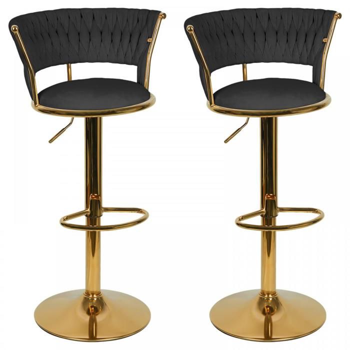 KEDIA Lot de 2 Tabourets de Cuisine Noir avec Dossier pour Cuisine et Bar à Domicile Robuste et Durable Facile à Nettoyer