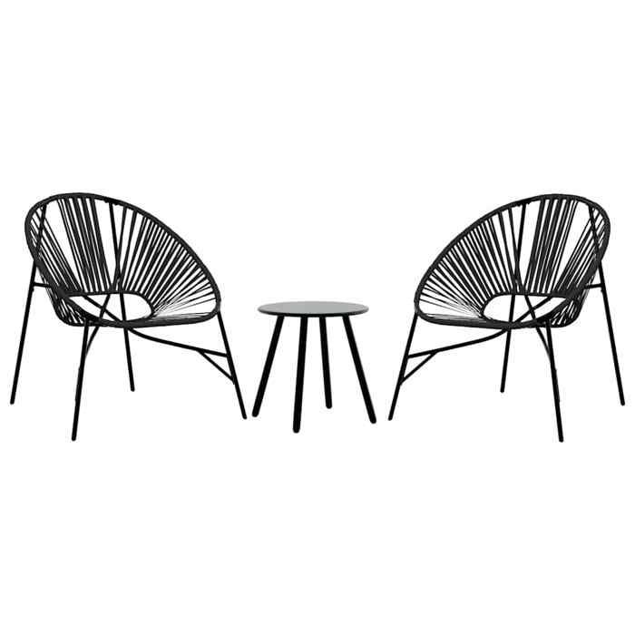 STAR SALE® (3 pcs) - Sièges de jardin - Chaise de jardin noir résine tressée 77x68.5x82 cm T2050