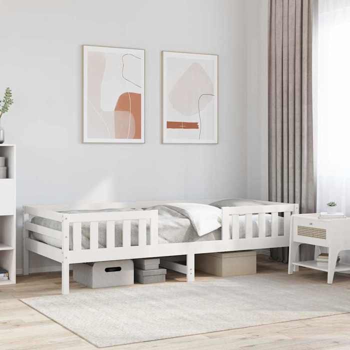Blanc Cadre de lit sans matelas blanc 90x190 cm bois de pin massif - Lit chambre H14766