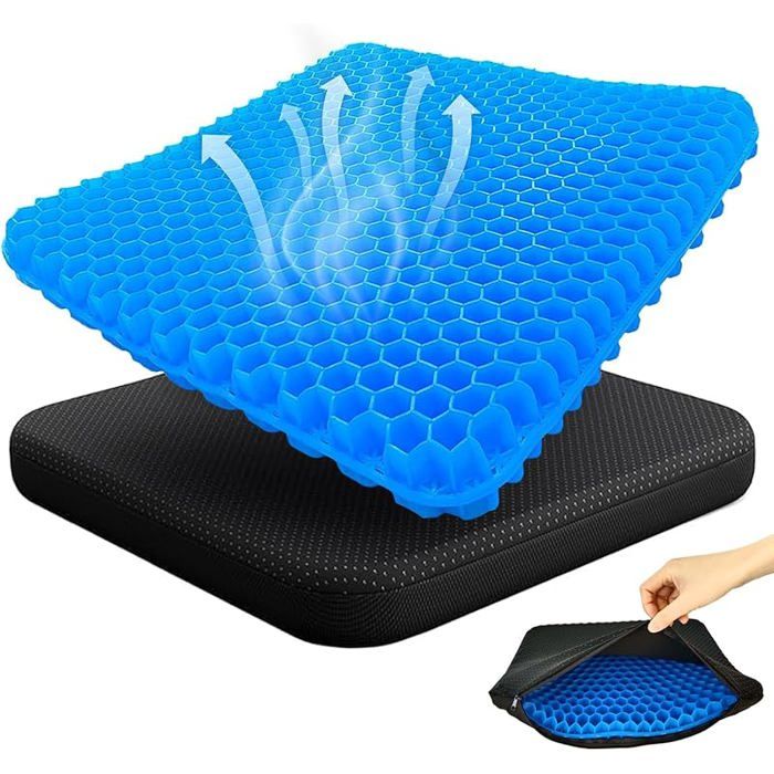 Coussin de Chaise Coussin de Siège en Gel Coussin Anti escarres Grand Coussin Chaise Bureau avec Housse Antidérapant Coussin de