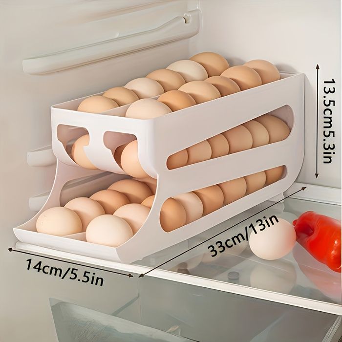 Grand support de rangement pour œufs à double rangée blanc — Peut contenir environ 40 à 48 œufs