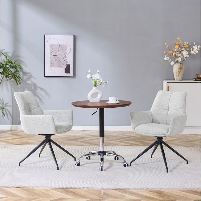 Lot de 2 chaises pivotantes 360° EVRYAE avec accoudoirs 48 x 50 x 85 cm tissu gris clair et métal noir