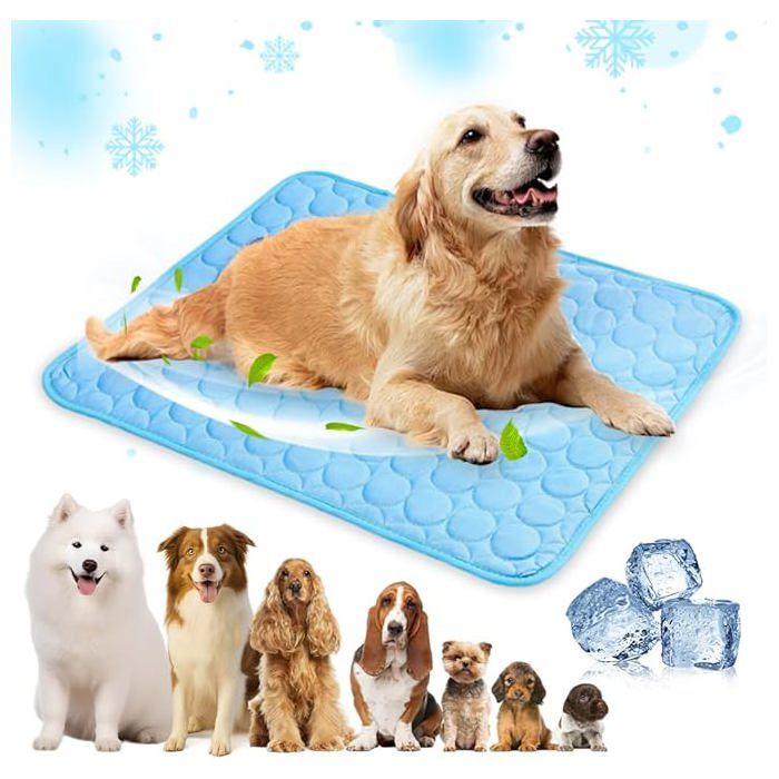 Tapis rafraîchissant pour animaux – Tapis de sol estival maintenant la fraîcheur pour tous types danimaux (Bleu XL : 39