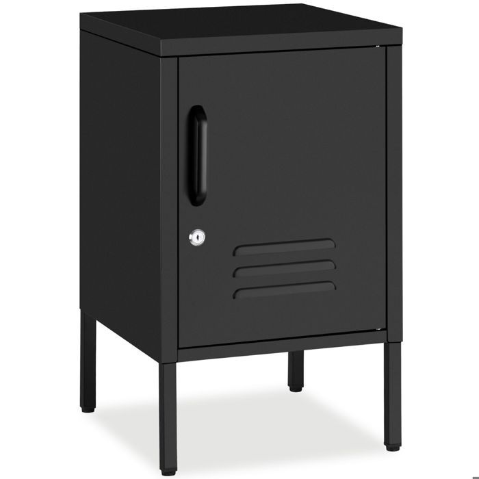 Table de chevet - TECTAKE - meuble de chevet baker design métallique porte verrouillable acier 35 x 42 5 x 60 5 cm - noir Table de chevet - TECTAKE - meuble de chevet baker design métallique porte verrouillable acier 35 x 42 5 x 60 5 cm - noir
