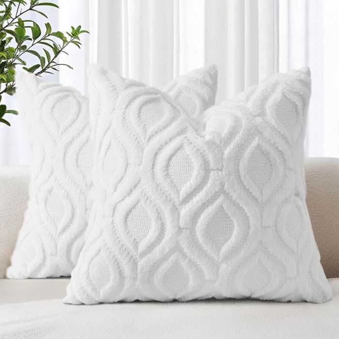 Lot 2 housses coussin 45x45 cm – style campagnard neutre idéal salon & canapé-lit