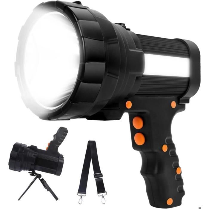 Lampe Torche LED Rechargeable Étanche IPX4 Lampe de Poche Ultra Puissante 15000LM 10000mAH Super Brillante Longue Portée Urgence