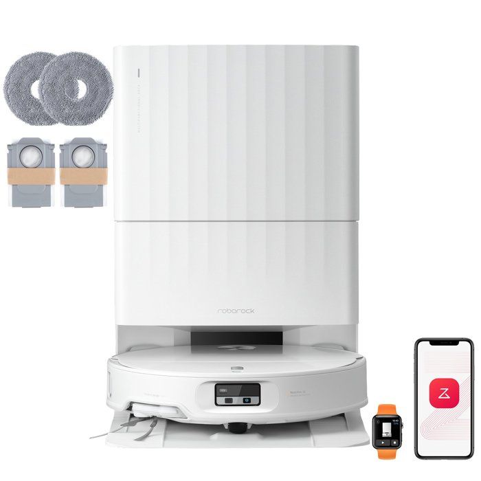 Roborock Qrevo Edge 2 Set Robot aspirateur laveur avec station 25000Pa Nouvelle station multifonction Lavage optimisé Blanc