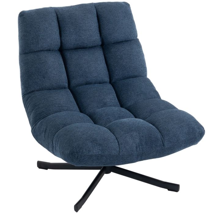 Fauteuil pivotant moderne - Bleu foncé - Polyester - 95x75x90 cm - Poids 16.5 kg - Aspect capitonné