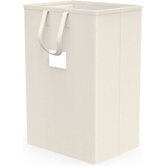 Panier à linge ivoire imperméable  - 75 l - 399 x 30 x 602 cm - Coton lin et métal - Poignées - Pliable