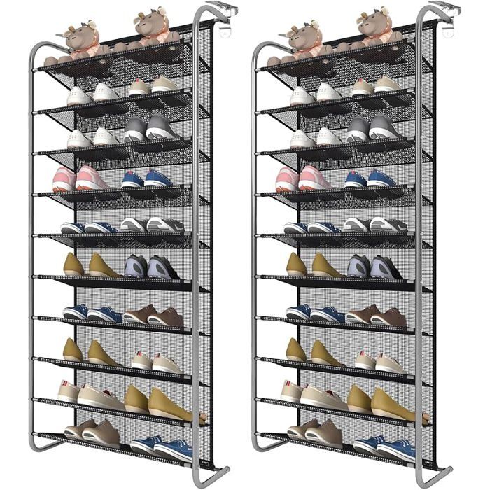 2pcs Étagère à Chaussures Organisateur de Chaussures à 10 Niveaux Support à Chaussures Suspendu à Po PORTE-CHAUSSURES POUR DRESSING