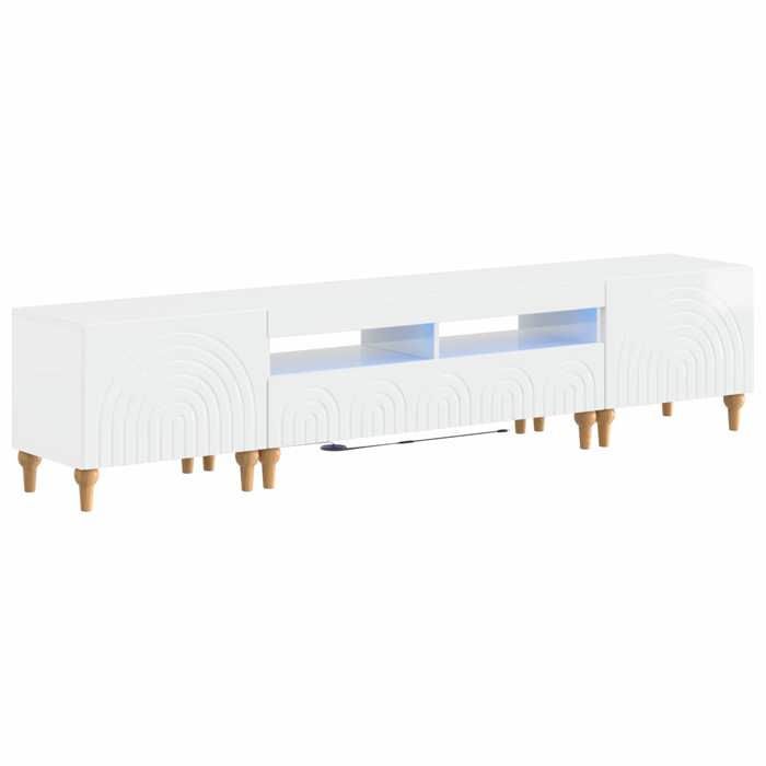 Meuble HIFI - Meubles TV Lumières LED intégrées 3 pcs Blanc Brillant en Bois dingénierie - Table TV/Banc TV pour Salon 985412