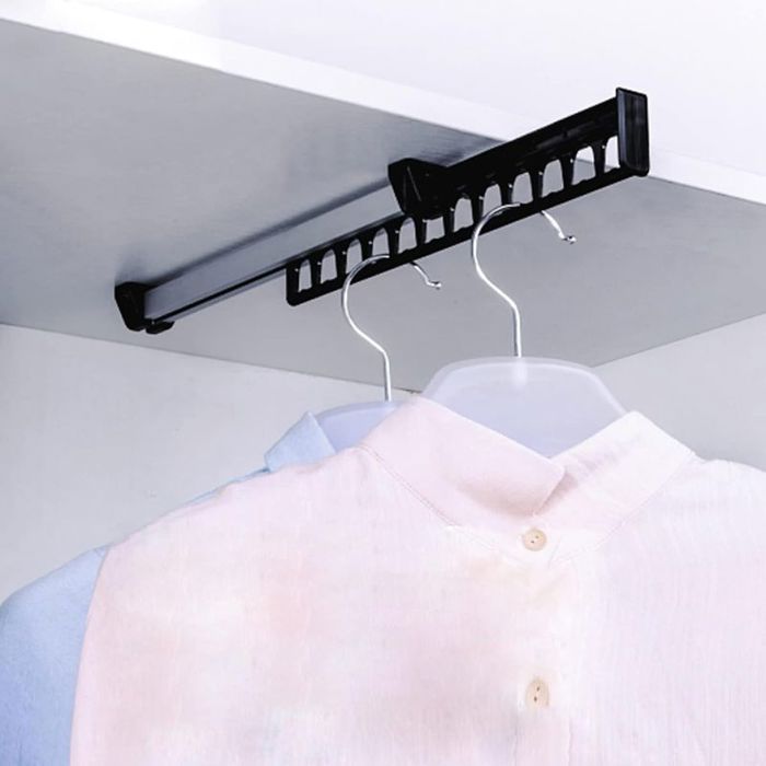 Porte-cintres coulissant extensible pour armoire – 12 cintres 31 5 cm noir