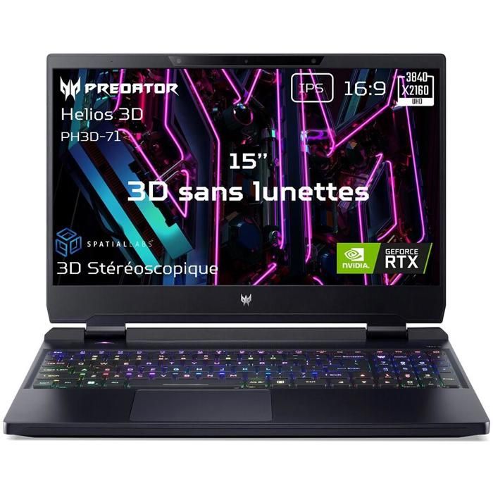 PC Portable Gaming Acer Predator Helios 3D 15 SpatialLabs Edition PH3D15 71 93F4 15.6 Intel Core i9 RAM SSD Neuf - vue 8