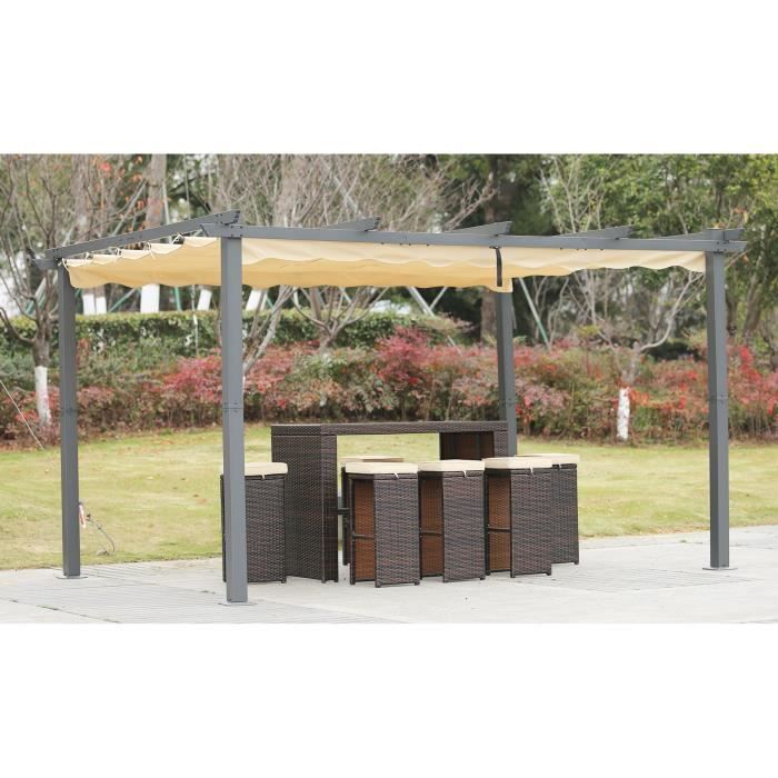 Toit De Remplacement Pour Pergola 3x3m – Polyester Imperméable, Couleur Beige