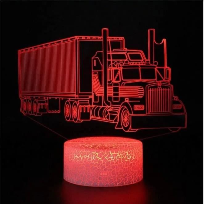 Jinson well 3D camion trattore auto lampada LED illusione ottica luce notturna, 7 colori che cambiano il colore Touch Switch tavolo decorazione lampade con cavo USB acrilico piatto ABS giocattolo