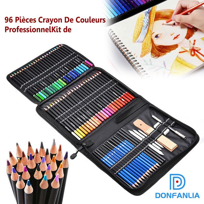 96 Pièces Crayon De Couleurs Professionnel Kit , Crayons Coloriage de  Dessin et Croquis Art Set, Pour Enfants, Adultes et Artistes - Cdiscount  Jeux - Jouets