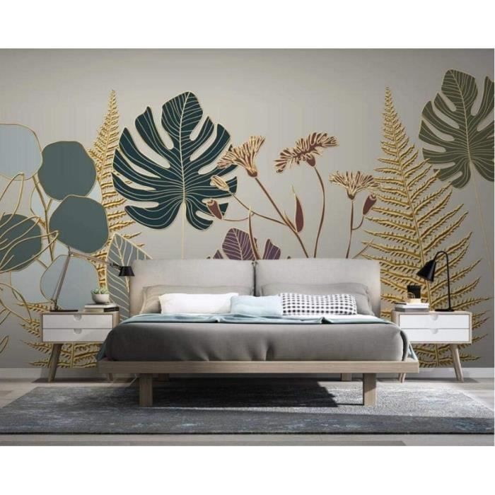 Papier peint adhésif Jungle dorée - 147 x 105 cm