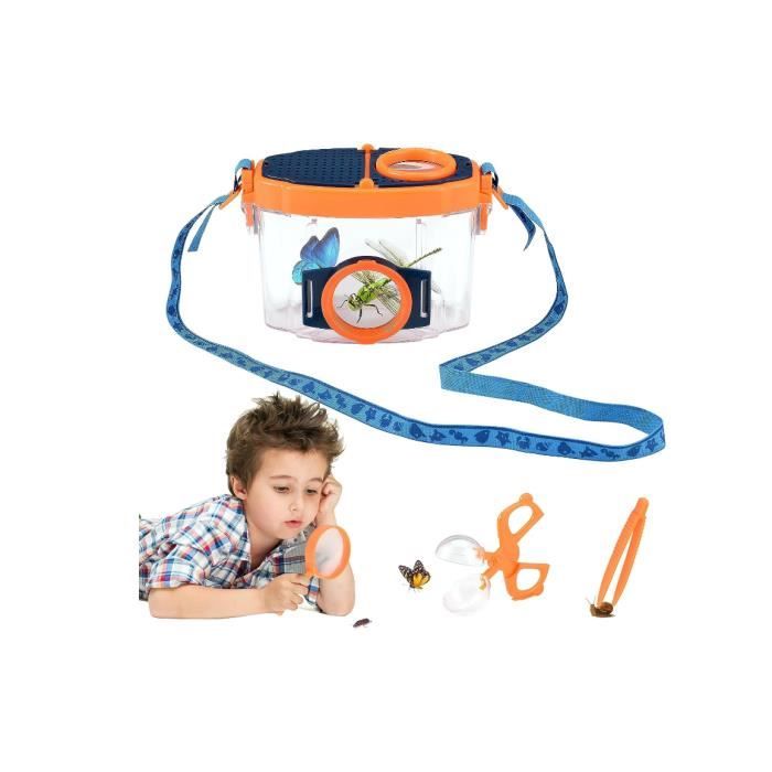 Kit D'Exploration Nature Pour Enfant - Boîte à Insectes Avec Loupe 3x/6x Et Outils (Pince à Épiler) - Jouet Éducatif 3-6 Ans