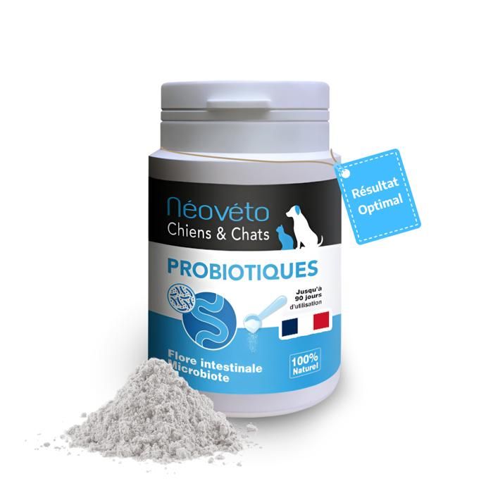 Comparer les prix de Néovéto PROBIOTIQUES, Poudre bio pour Chien & Chat, 54g, 90 cuillerées, actifs agréés par les services vétérinaires