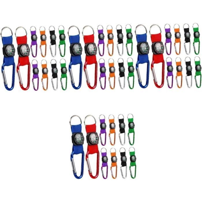 24 Mini Boussoles Avec Mousqueton – Colorées, Portables, Idéales Randonnée Et Camping