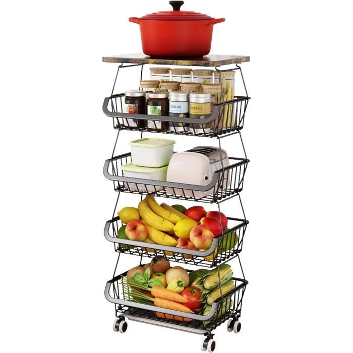 Panier Suspendu 3 étages - Rangement Fruits/légumes - Avec Crochet - Pour Cuisine