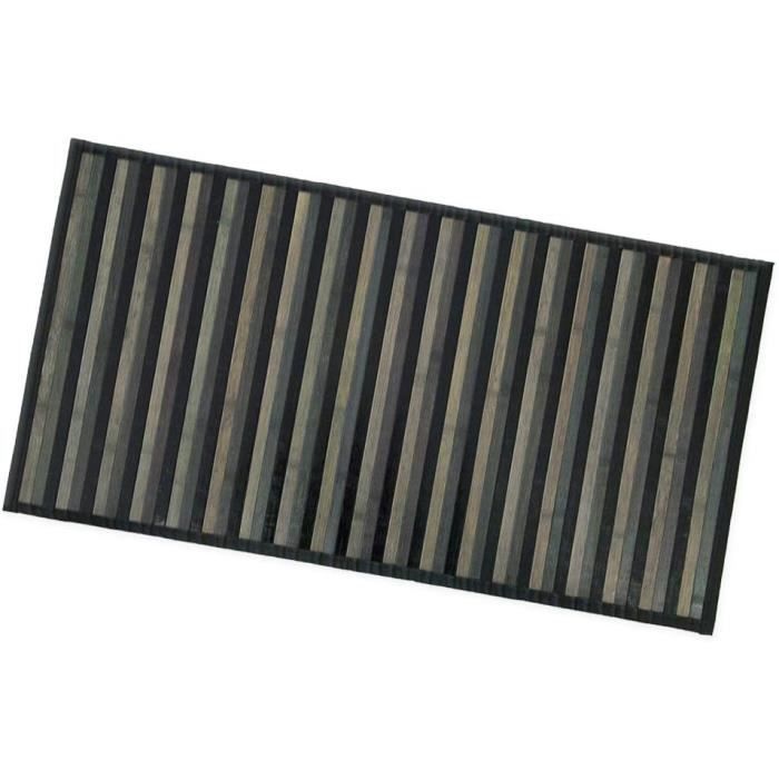 BIANCHERIAWEB Tapis En Bambou Dégradé Noir, Tapis De Cuisine 30 X 40 Cm, Antidérapant 100% Bambou, Voie De Cuisine En Matériau Résistant, N'absorbe Pas Les Taches