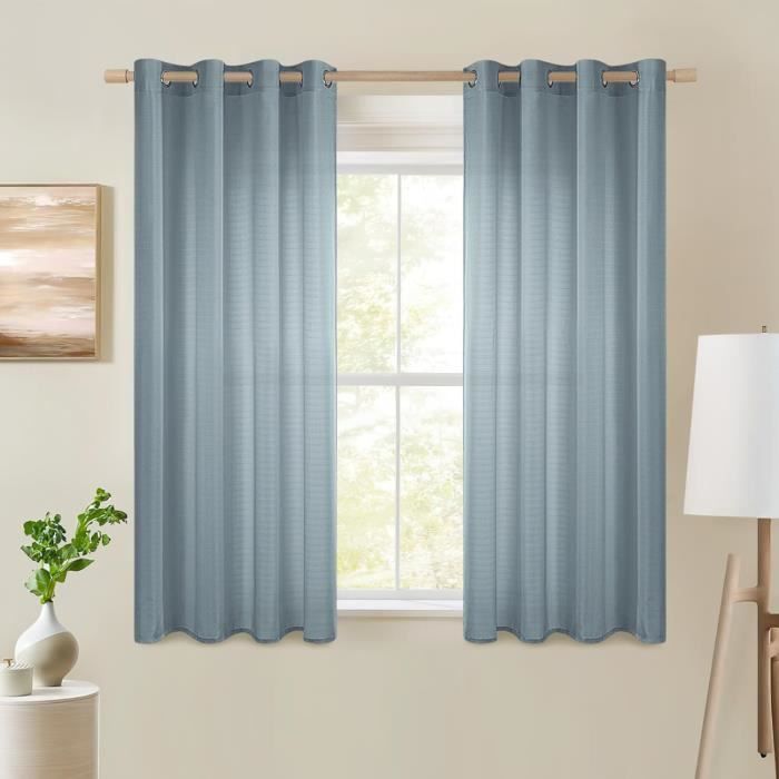 Rideaux Voilage Lin 140x240 Cm Blanc - 2 Panneaux Semi-Opaques à Oeillets Pour Salon Et Chambre