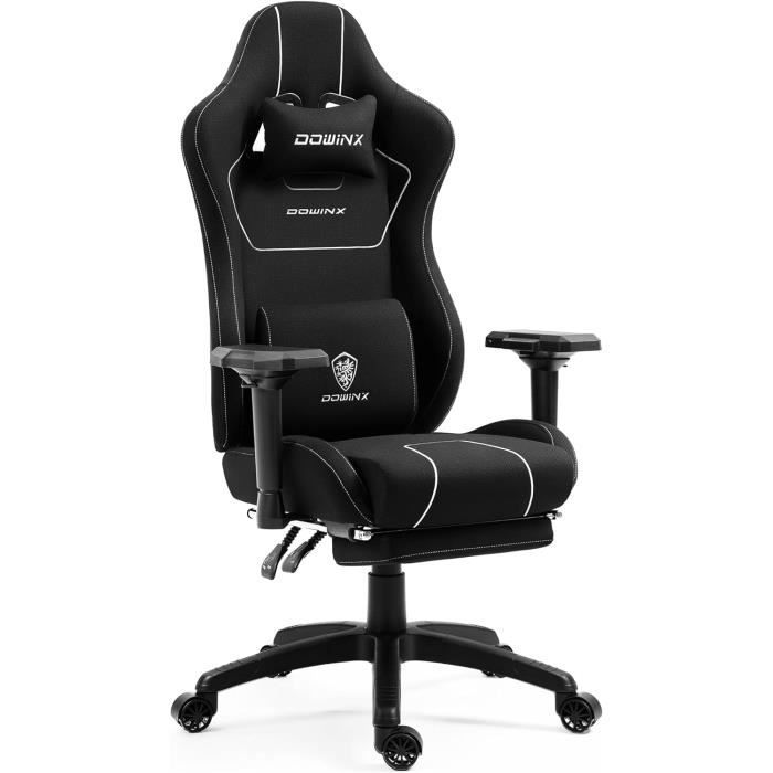 Fauteuil Gaming Flamaker Avec Massage Et Repose-pieds – Tissu Noir – Neuf