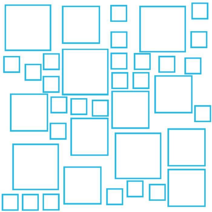 Sticker Décoration Forme Géométrique carré "42 Carrés Vides"() BLEU