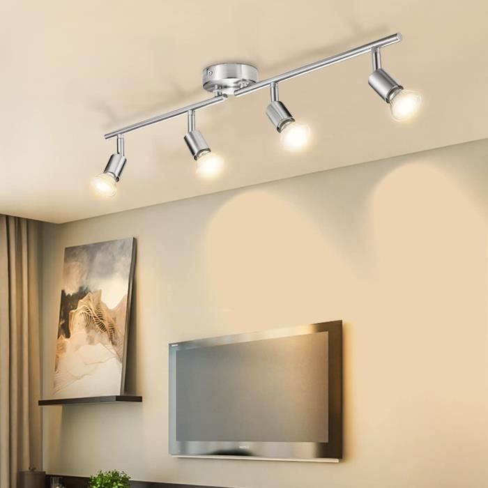 Plafonnier LED luminaire plafond applique lampe DEL nickel mat