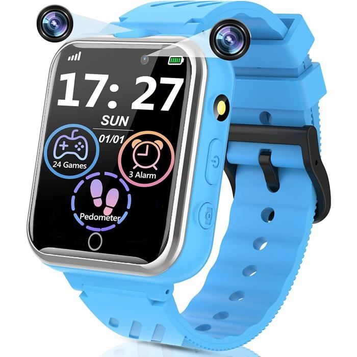 Montre Connectée Enfant Clleylise - 24 Jeux, Caméra HD, Musique MP3, Podomètre - Cadeau 4-12 Ans (Pourpre)