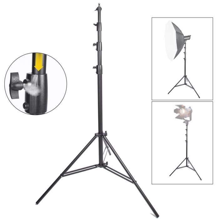 Pyxelstudio Support d'Eclairage Pro 4M Acier Réglable Avec Coussin d'Air Trépied Photo Réglable pour Réflecteur Softbox Lumière Ring