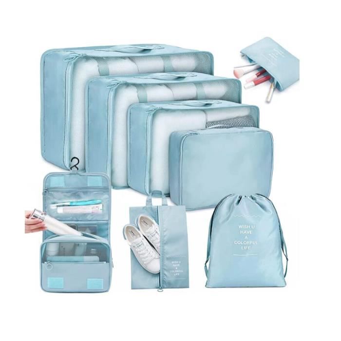 Rangement Valise Lot de 8 Organisateur de Voyage Packing Cubes Organiseur, cosm?�tiques pour 