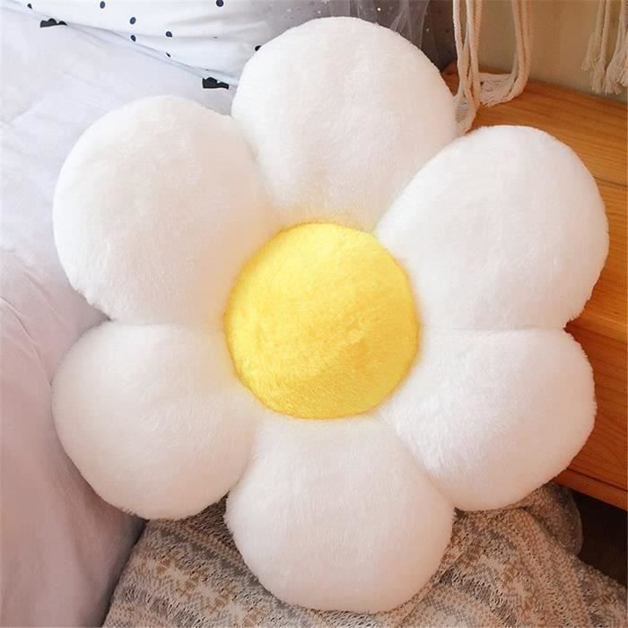 Coussins de Chaise - Fleur - Blanc - 30x30cm - Peluche Douce Duveteux
