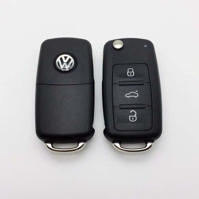 Télécommande à 3 boutons, pliable, avec logo, pour VW VOLKSWAGEN Tiguan Golf Sagitar Polo MK6*QK0977