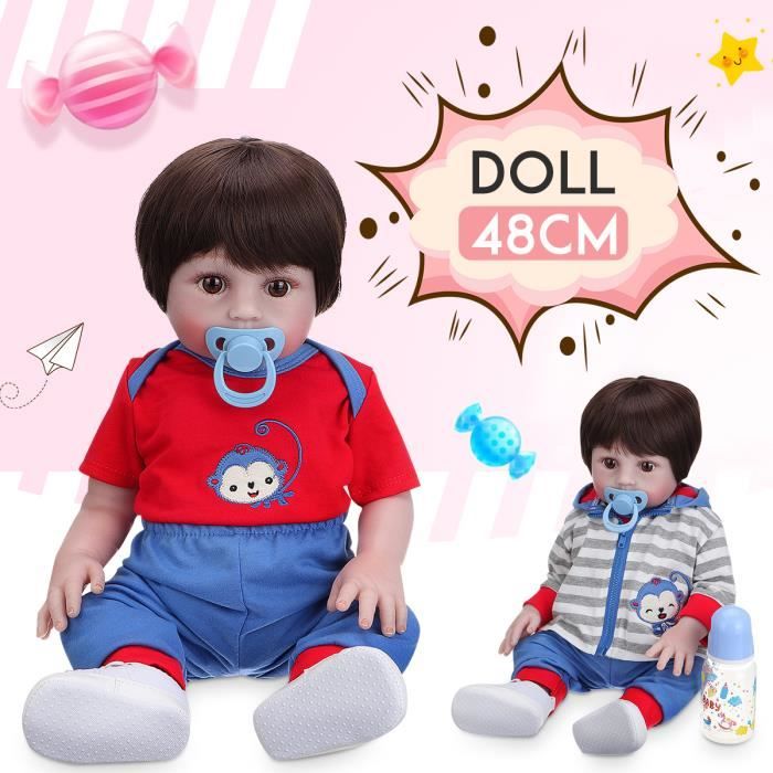 Poupee Reborn Silicone 48cm Garcon Poupon Realiste Nouveau Ne Bebe Decor Jouet Fille Cadeau Anniversaire Bleu Rouge Yeux Marrons Cdiscount Jeux Jouets