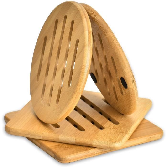 Lot de 4 sets de table en bambou résistant à la chaleur et aux