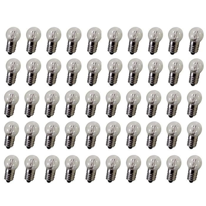 Gutreise DC 50 pcs E10 12V 0,3 A Blanc chaud ampoule ampoules miniature Culot /à vis