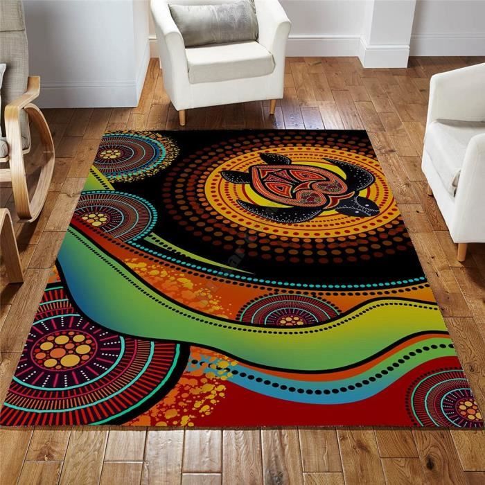 Peinture Aborigène Art Tapis Zone Tapis Impression 3D Impression Super Doux  Flanelle Tapis Salon Chambre Tapis 120x180cm[12250] - Cdiscount Maison
