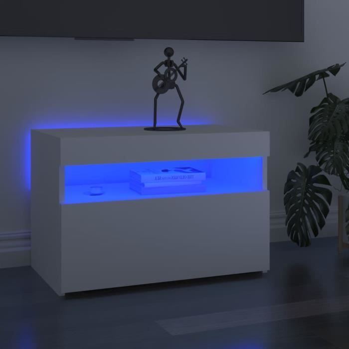 Meuble TV LED Blanc 60x35x40 cm - Couleur: Blanc - Dimensions: 60 x 35 x 40 cm - Comprend la lumière LED RVB