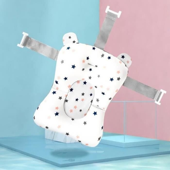 Coussin De Bain Bébé Flottant 0-12 Mois - Antidérapant, Tissu Rapide Séchage, Bleu/Rose