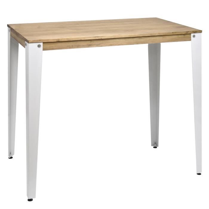 table mange debout lunds - box furniture - style industriel vintage - blanc - 100x60x110cm